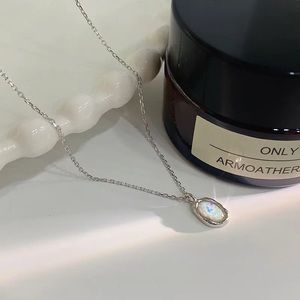 Lab Opal sterling silver necklace